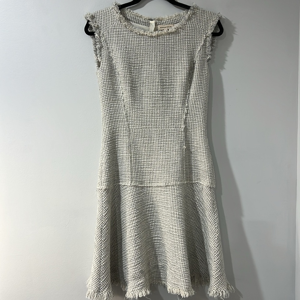 Rebecca Taylor Sleeveless Stretch White and Gray Tweed  Dress Size 2